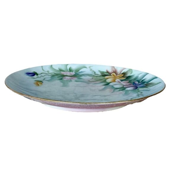 Moritz Zdekauer's Vintage Bread Plate 8 inch Stamped MZ Austria Floral Pattern - Picture 3 of 4